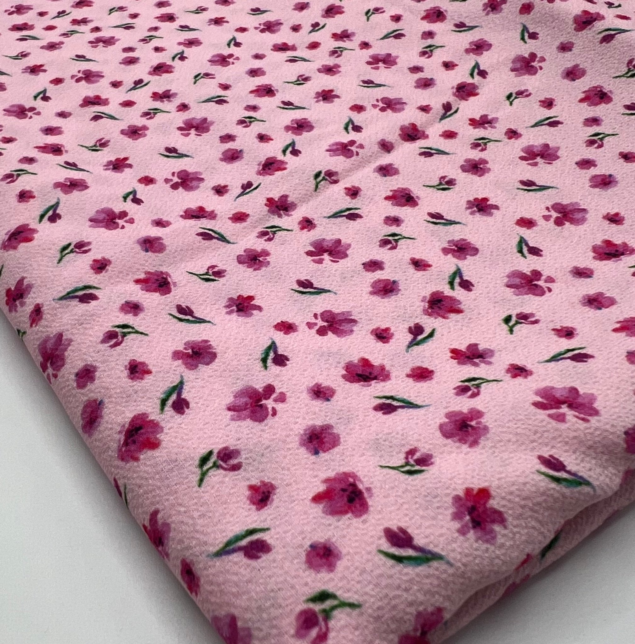 Pink Pink Ditsy Print Lightweight Bubble Crepe Fabric - T9 Fabrics
